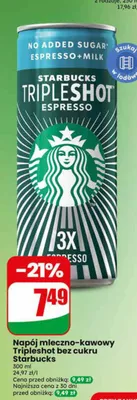 Napój mleczno-kawowy Tripleshot Espresso No Added Sugar Starbucks promocja w Dino