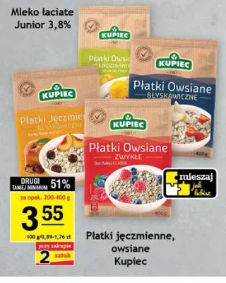 Płatki owsiane pełnoziarniste Kupiec promocja w Gram Market