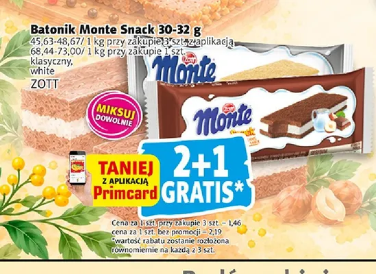 Batonik Monte Snack klasyczny Zott promocja w Prim Market