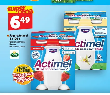 Jogurt Actimel wanilia 4-pak Danone promocja w TOPAZ