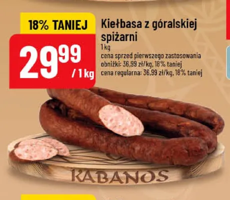Kiełbasa z góralskiej spiżarni Kabanos promocja w POLOmarket
