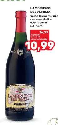 Wino lekko musujące czerwone słodkie Lambrusco Dell'Emilia promocja w Kaufland
