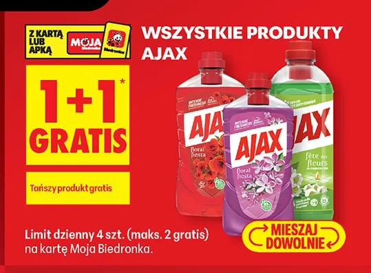 Płyn uniwersalny Ajax Floral Fiesta czerwony promocja w Biedronka