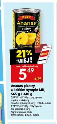 Ananas w puszce plastry w lekkim syropie MK promocja w Twój Market