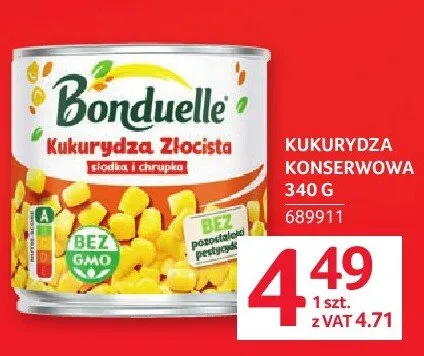 Kukurydza konserwowa Bonduelle 340 g promocja w Selgros