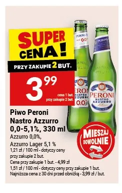 Piwo Peroni Nastro Azzurro Lager 5.1% promocja w Twój Market