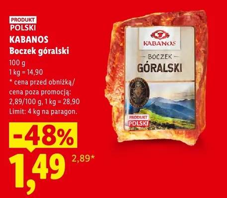Boczek góralski Kabanos promocja w Lidl