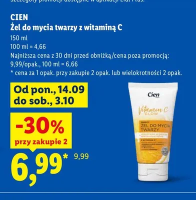 Żel do mycia twarzy z witaminą C Cien promocja w Lidl