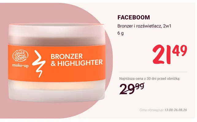 Bronzer i rozświetlacz 2w1 FaceBoom promocja w Rossmann