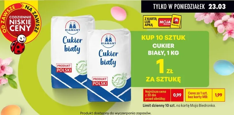 Cukier biały (przy zakupie 10 szt.) promocja w Biedronka