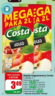 Napój niegazowany 2 rodzaje promocja w Dino