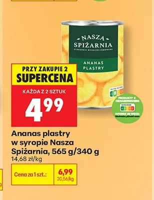 Ananas plastry w syropie Nasza Spiżarnia promocja w Biedronka