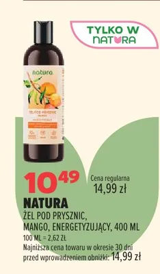 Żel pod prysznic Natura mango energetyzujący promocja w Drogerie Natura
