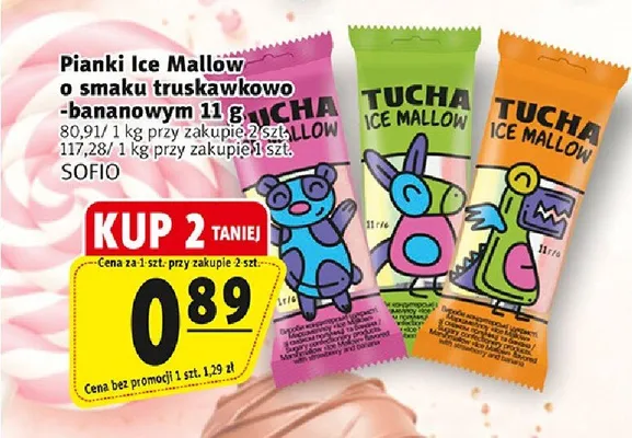Pianki Ice Mallow Sofio o smaku truskawkowo-bananowym promocja w Prim Market