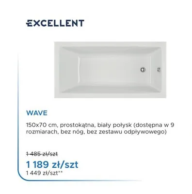 Wanna prostokątna Excellent Wave promocja w Blu Salony Łazienek