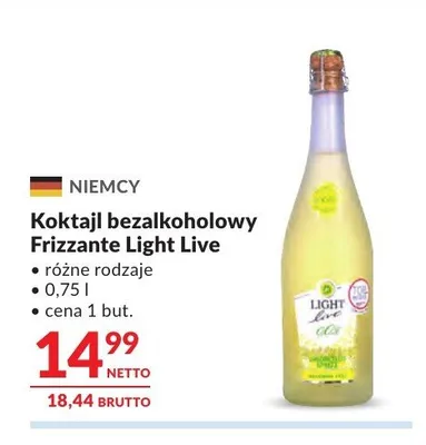 Koktajl bezalkoholowy Frizzante Light Live promocja w Makro