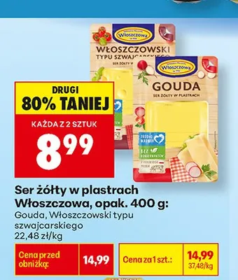 Ser żółty w plastrach Gouda Włoszczowa promocja w Biedronka