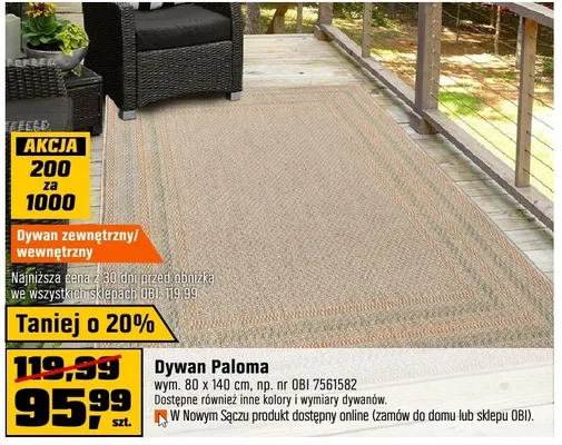 Dywan zewnętrzny paloma promocja w OBI