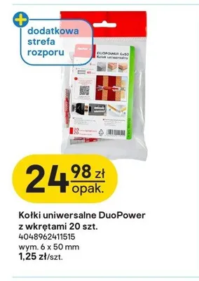 Kołki uniwersalne DuoPower z wkrętami Fischer 6x50 mm 20-pak promocja w Castorama