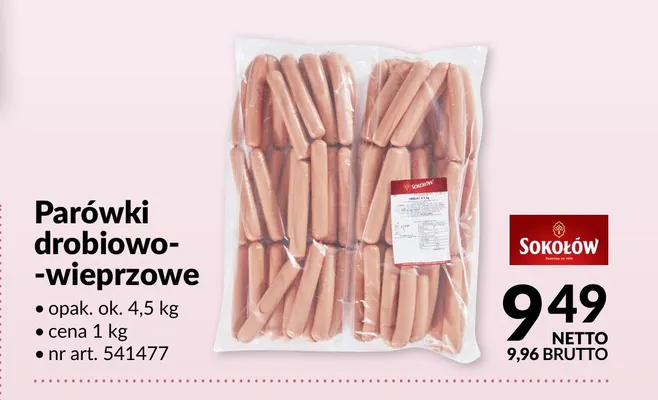 Parówki drobiowo-wieprzowe Sokołów promocja w Makro