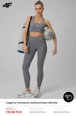 Legginsy treningowe szybkoschnące damskie 4F promocja w 4F