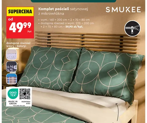 Komplet pościeli satynowej z mikrowłókna Smukee 160x200 cm promocja w Biedronka