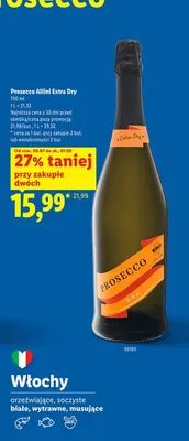 Wino musujące Prosecco Allini Extra Dry promocja w Lidl