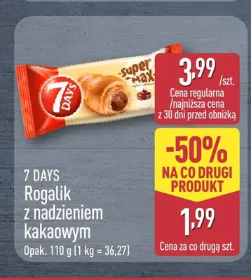 Rogalik z nadzieniem kakaowym 7 Days Super Max promocja w Aldi