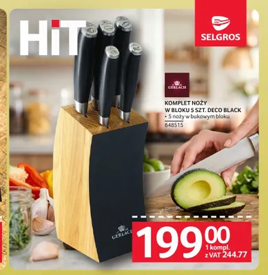 Komplet noży w bloku 5 szt. Deco Black Gerlach promocja w Selgros