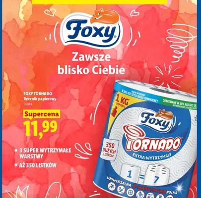 Ręcznik papierowy Foxy Tornado promocja w Lidl