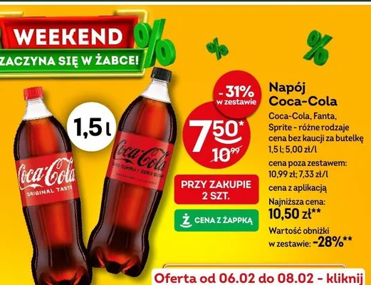 Napój Coca-Cola, Coca-Cola Zero, Sprite - różne rodzaje promocja w Żabka