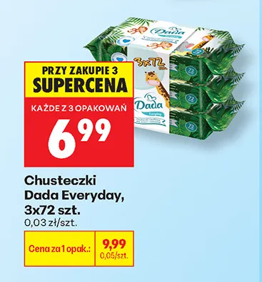 Chusteczki nawilżane Dada Everyday 3-pak promocja w Biedronka