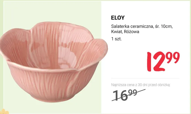 Salaterka ceramiczna, śr. 10cm, Kwiat, różowa promocja w Rossmann