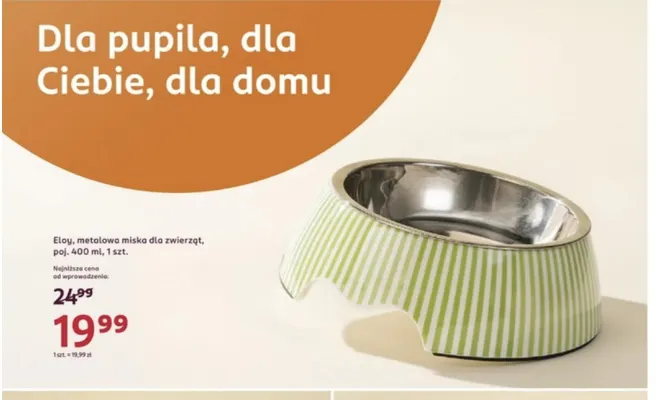 Metalowa miska dla zwierząt Eloy 400 ml promocja w Rossmann