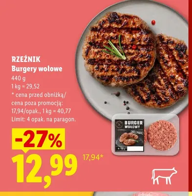 Burgery wołowe Rzeźnik 4-pak promocja w Lidl