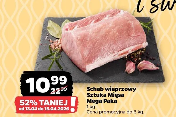 Schab wieprzowy sztuka mięsa mega paka promocja w Netto