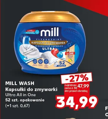 Kapsułki do zmywarki Ultra All in One Mill Wash promocja w Kaufland