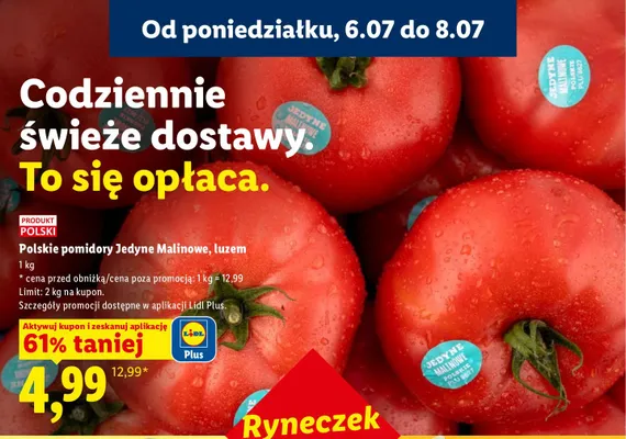 Pomidory Jedyne Malinowe polskie promocja w Lidl