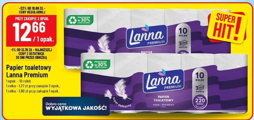 Papier toaletowy Lanna Premium promocja w POLOmarket