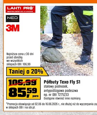 Półbuty Texo Fly S1 stalowy podnosek, antypoślizgowa podeszwa promocja w OBI