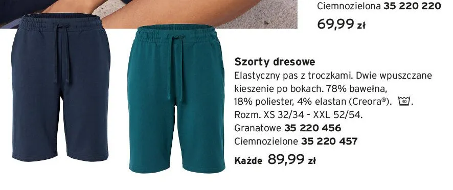 Szorty dresowe promocja w Tchibo