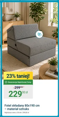 Fotel składany 80x190 cm sztruks promocja w ERLI