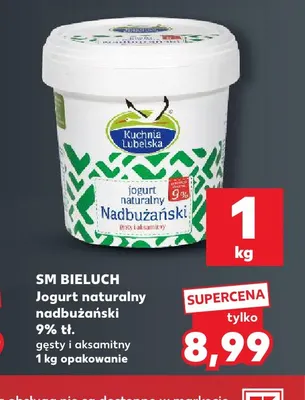 Jogurt naturalny nadbużański gęsty i aksamitny SM Bieluch 9% promocja w Kaufland