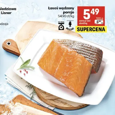 Łosoś wędzony porcje promocja w Delikatesy Centrum