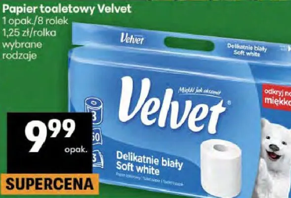 Papier toaletowy Velvet promocja w Delikatesy Centrum