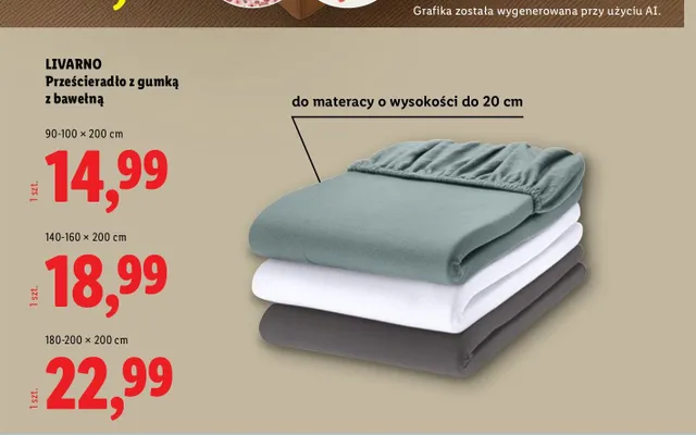 Prześcieradło z gumką z bawełną LIVARNO 90-100x200 cm promocja w Lidl