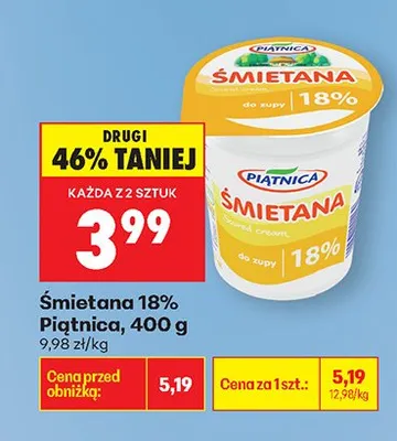 Śmietana 18% Łaciata promocja w Biedronka