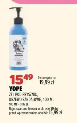Żel pod prysznic Drzewo sandałowe Yope promocja w Drogerie Natura