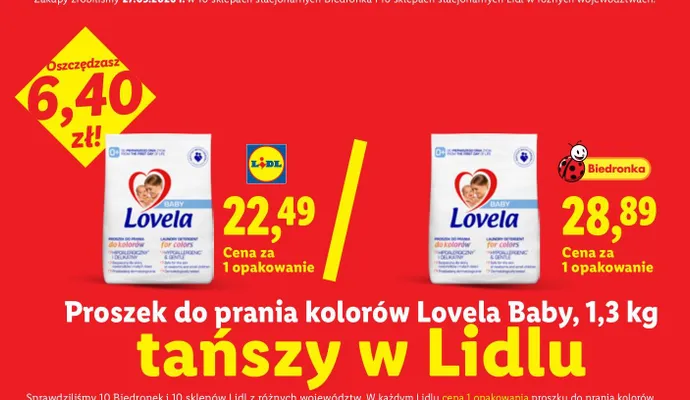 Proszek do prania kolorów Lovela Baby promocja w Lidl