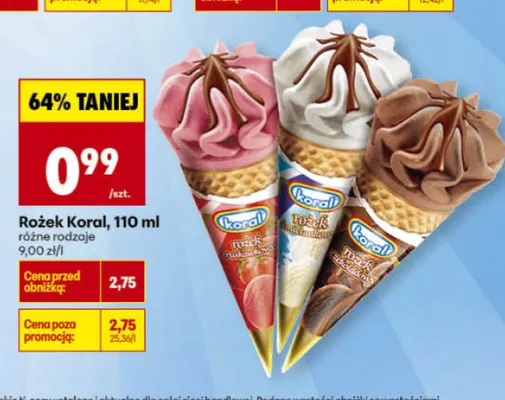 Lody Rożek truskawkowy promocja w Biedronka